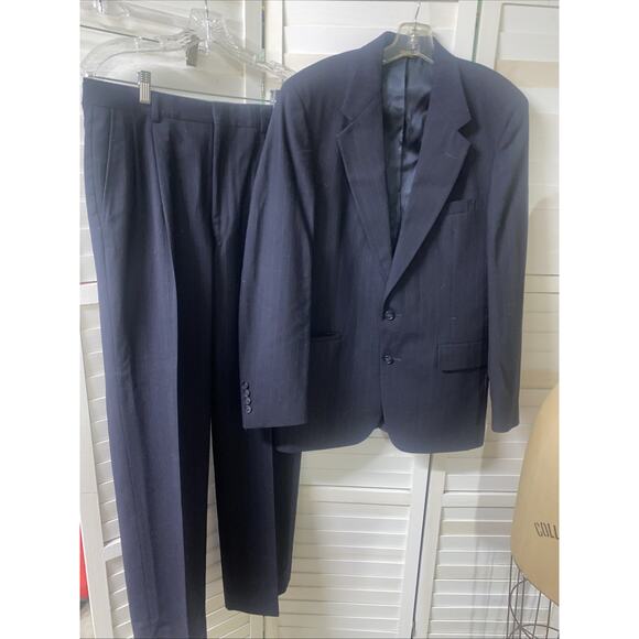 Vintage Palm Beach 2 Pc Suit Men’s 40L Made USA Black Pin Striped Lined